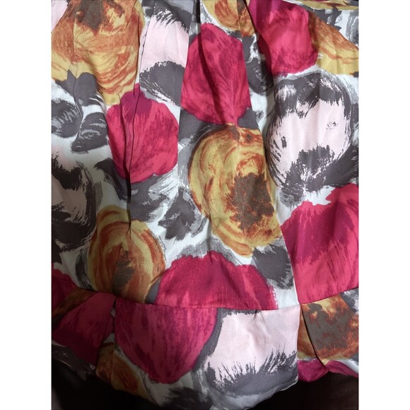 BCBGMAXAZRIA Begonia Silk Dress Size 0 Pleated Cap Sleeve Floral Tea Party - Picture 5 of 5